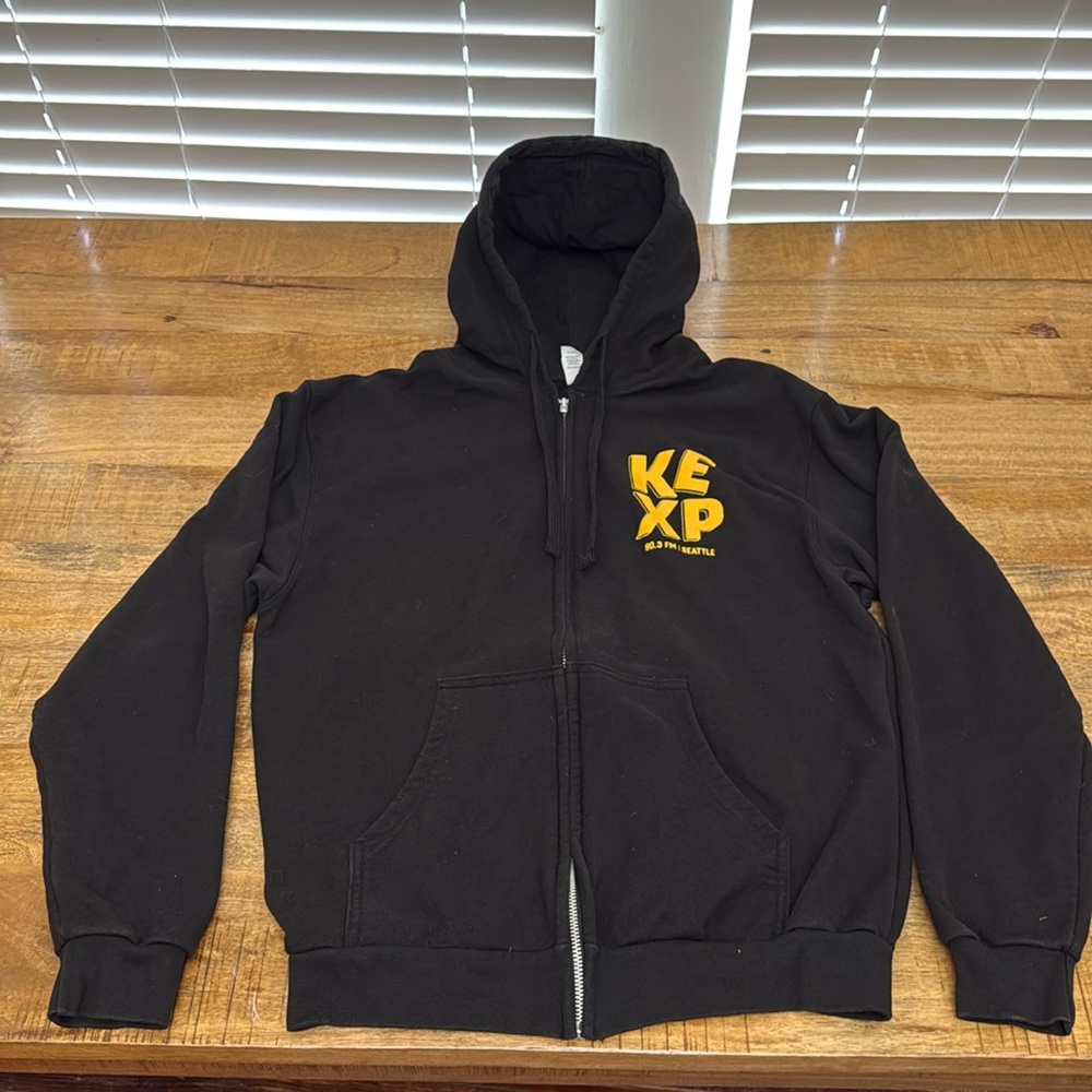 Stylish KEXP Zip Up hoodie men’s medium black and gold